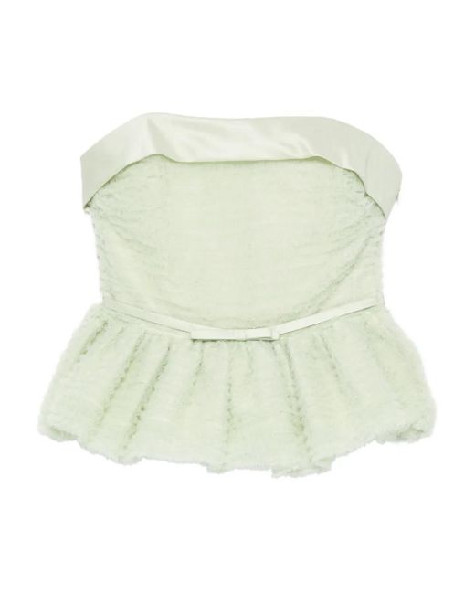Viktor & Rolf White Tulle Ruffle Sleeveless Top