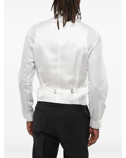 Corneliani White Double-Breasted Silk Waistcoat for men