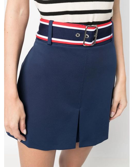 Pinko Blue Belted-Waist Mini Skirt