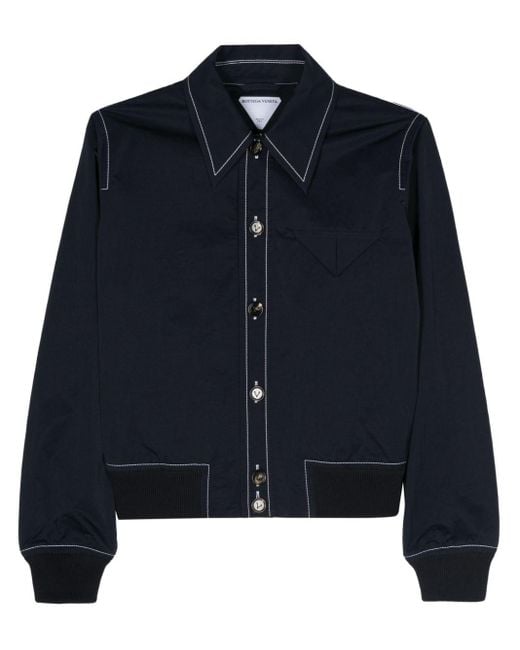 Bottega Veneta Blue Contrast-stitching bomber jacket