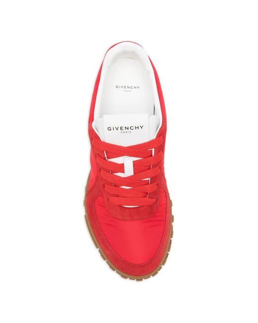 Givenchy Red Glide Suede Panelled Sneakers for men