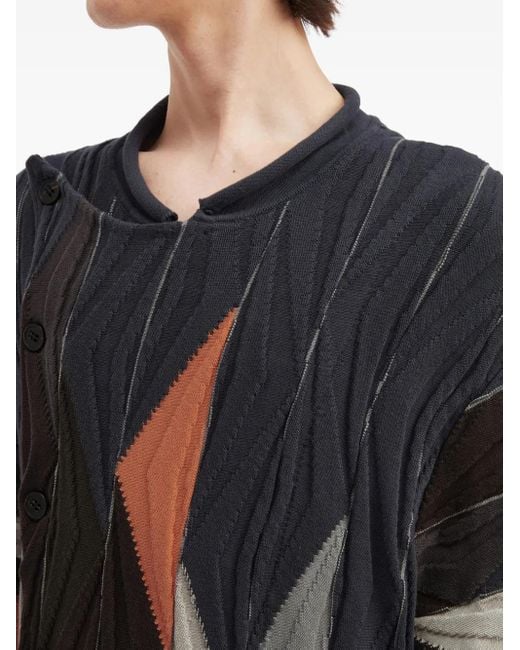 Cardigan Con Motivo Geometrico di Kiko Kostadinov in Black da Uomo