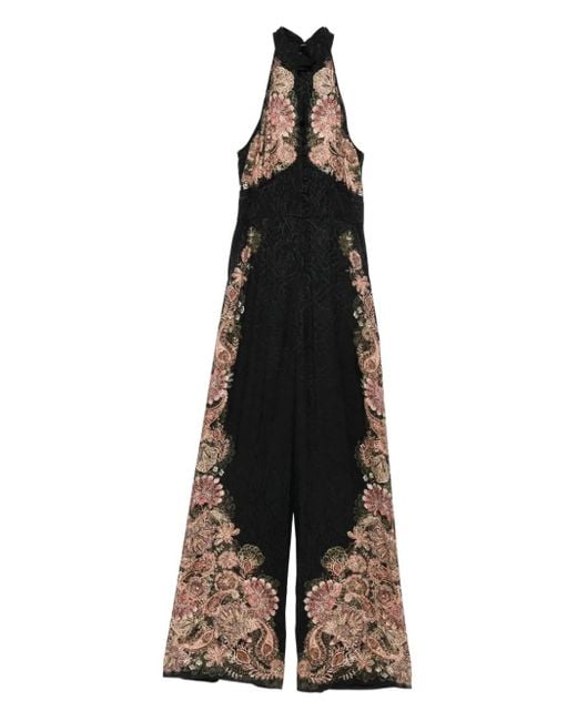 Twinset Black Langer Jumpsuit mit Jacquard-Print