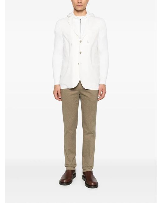 Eleventy White Hooded Button Blazer for men