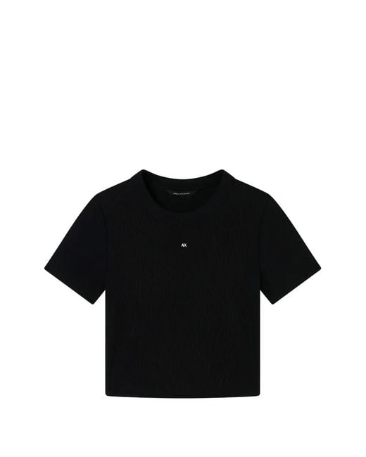 ARMANI EXCHANGE Black Crewneck Logo-Detail Knitted T-Shirt