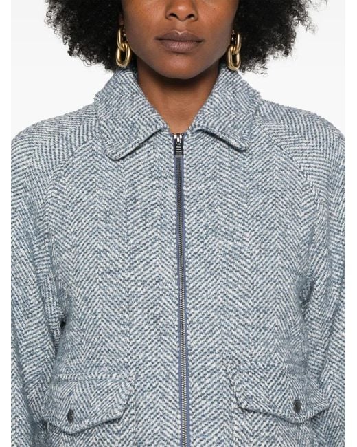 Woolrich Blue Herringbone-Pattern Jacket