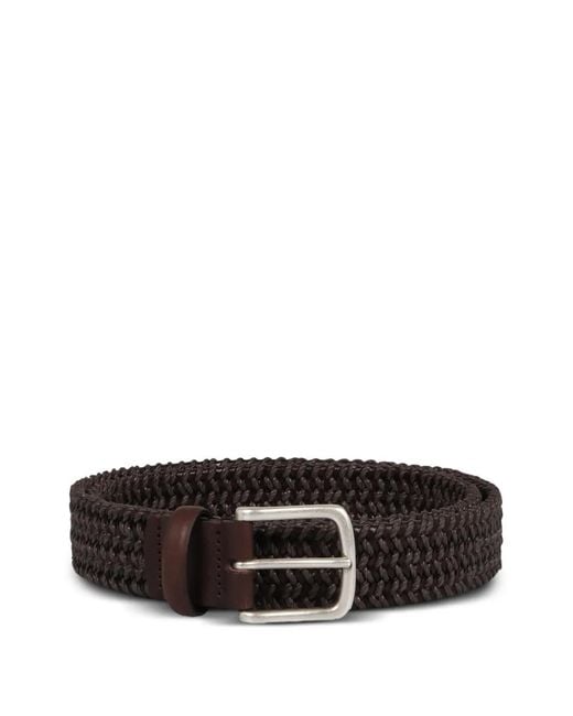 Slowear Black Braided Leather Belt for men