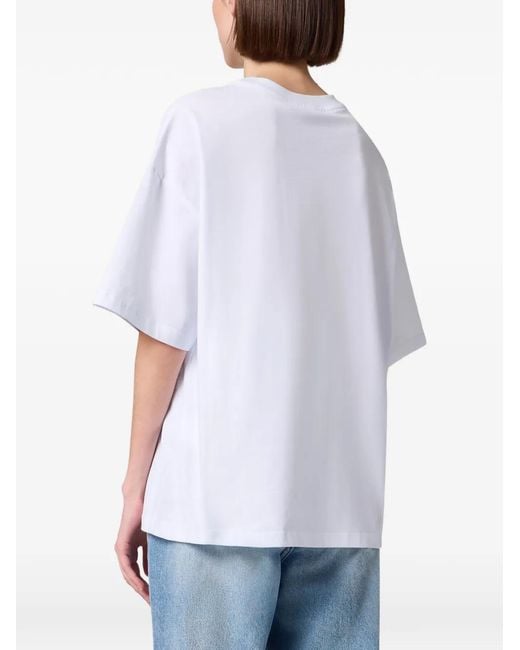 MSGM White Logo-Print T-Shirt