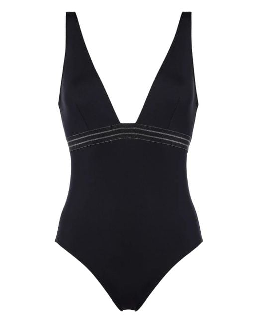 Eres Black Sillage Plunge-Neck Swimsuit