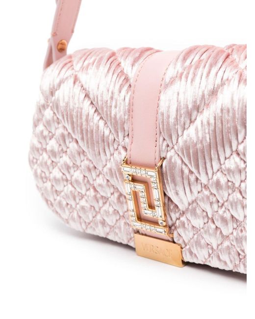 Mini sac porté épaule Greca Goddess en cuir Versace en coloris Pink