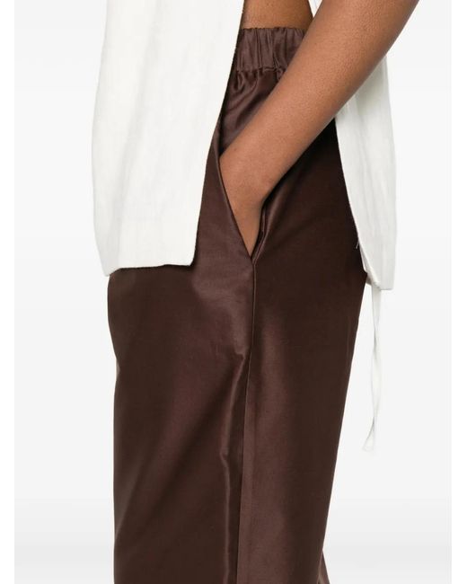 Dusan Brown Elasticated Cropped Trousers