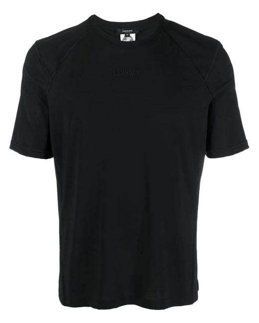 Versace Black Logo-Print Short-Sleeved T-Shirt for men