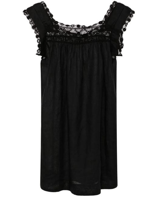 Doen Black Almadia Lace-Trim Dress