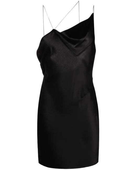 Givenchy Black Draped Backless Silk-Satin Minidress