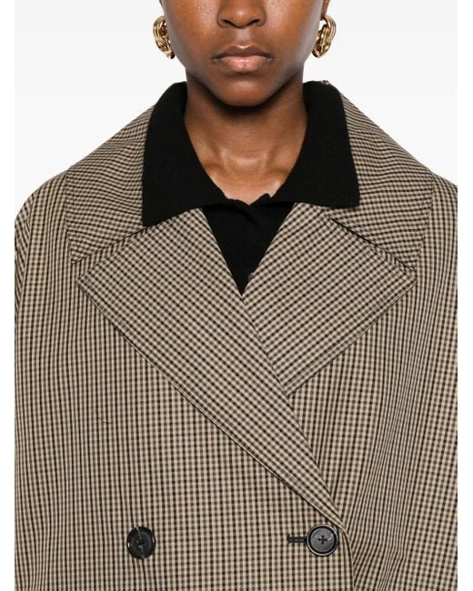 Totême Brown Double-Breasted Checked-Pattern Jacket