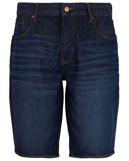 Armani Exchange Blue Logo-appliqué Denim Shorts for men