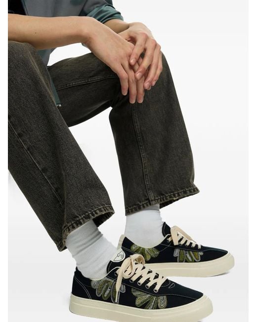 Stepney Workers Club White Dellow Shroomhands Embroidered Sneakers for men