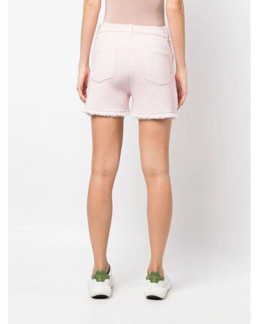 Barrie Pink Fine-Knit Fringe-Detail Shorts
