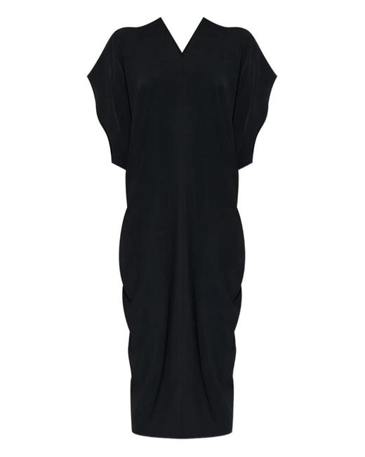 MM6 by Maison Margiela Black Draped Short-Sleeve Dress