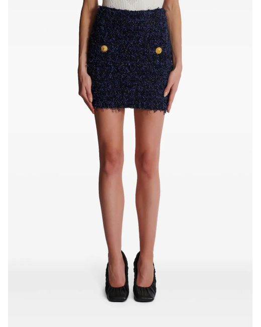 Balmain Tweed Mini-Rok in het Blue