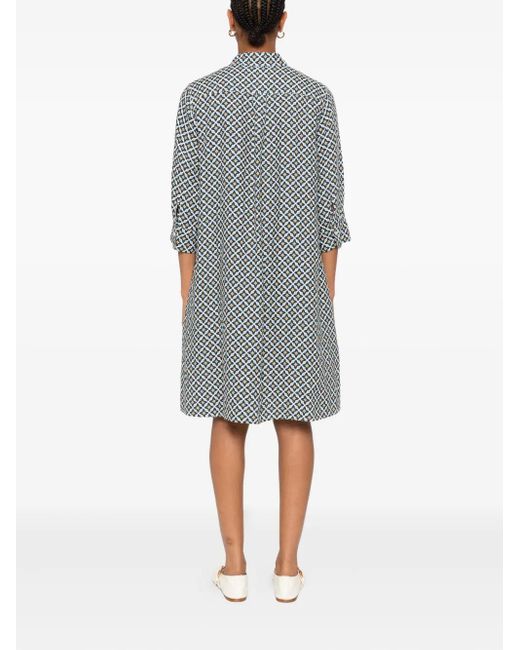 Marc O' Polo Gray Geometric-Print Shirt Midi Dress