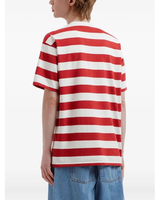 Chocoolate Red Striped Crew-Neck T-Shirt for men