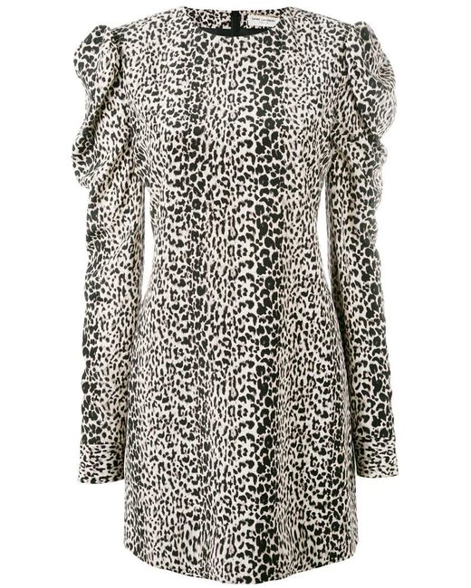 Saint Laurent Multicolor Leopard Print Dress