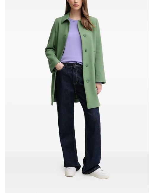 Benetton Green Buttoned Collared Coat