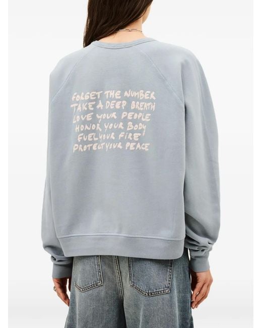 Ba&sh Gray Swing Logo-Print Raglan-Sleeve Sweatshirt