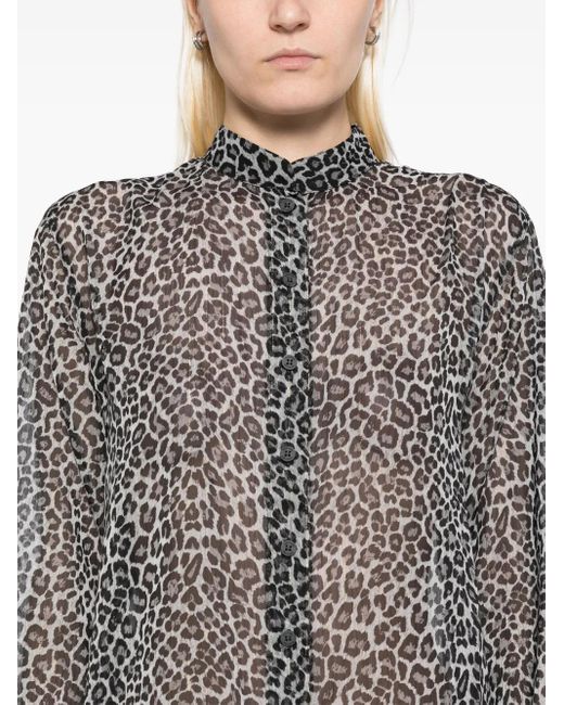 Camicia Leopardata di Tessitura Body Couture in Gray