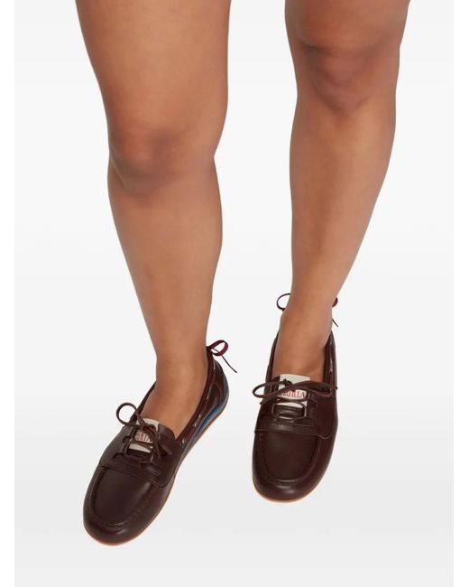 LILI CURIA Brown Mara Leather Boat Shoes