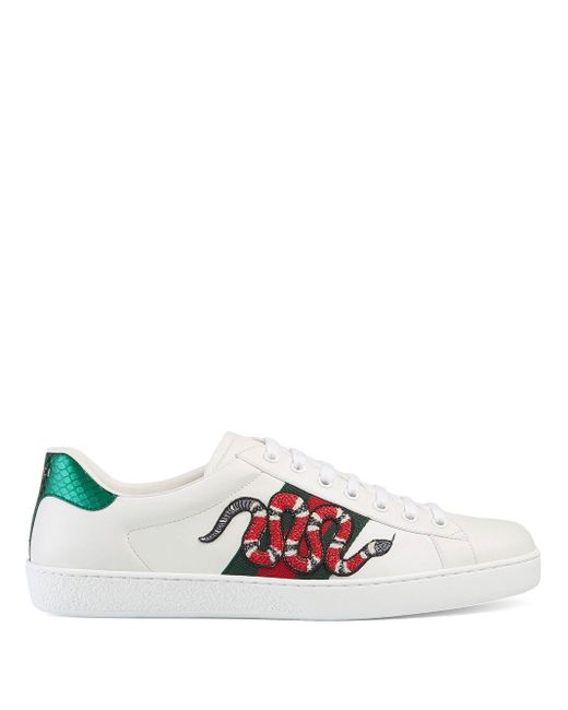 Habitual heroine Lodge Gucci Ace Embroidered Sneaker in White for Men | Lyst