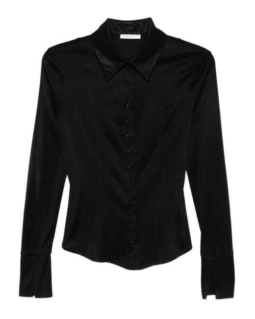 Patrizia Pepe Black Pointed-Collar Blouse