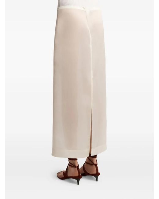Khaite White Slit Skirt