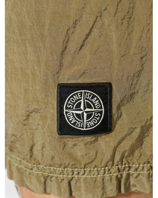 Stone Island White Logo-Patch Shorts for men