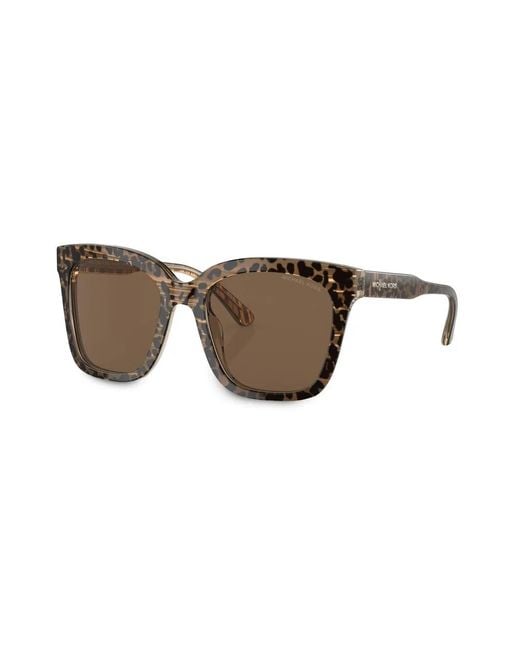 Michael Kors Brown Leopard-Print Square-Frame Sunglasses