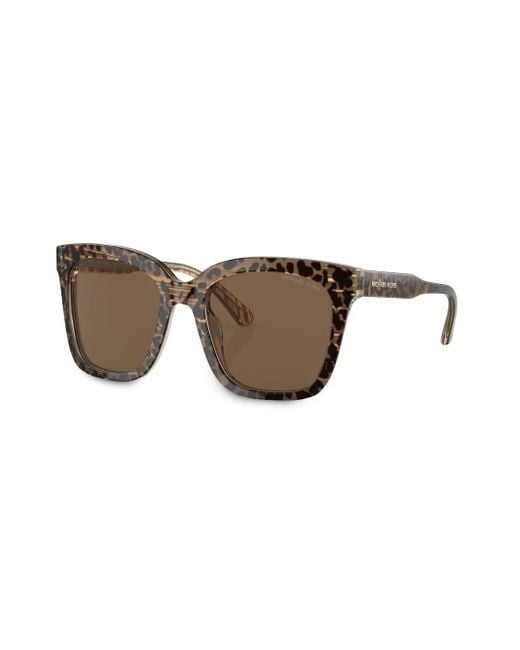 Michael Kors Brown Leopard-Print Square-Frame Sunglasses