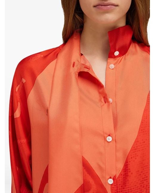 Ferragamo Red Fish Print Shirt With Sash