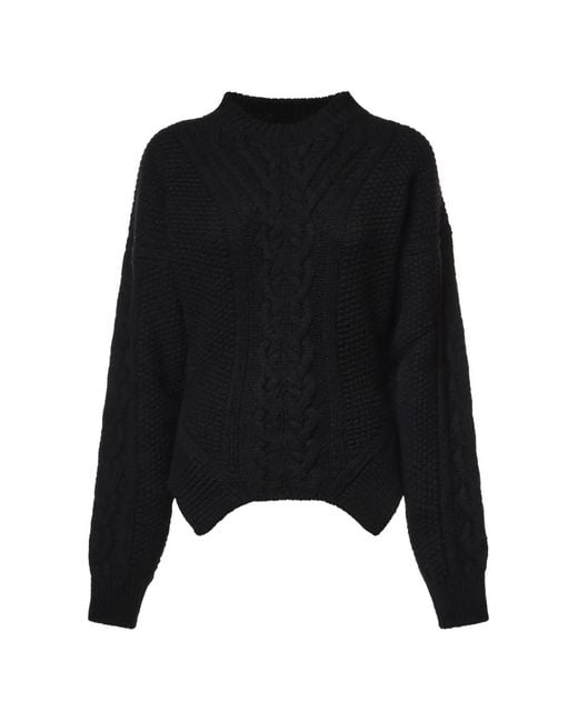 Dondup Black Cable-Knit Wool Sweater