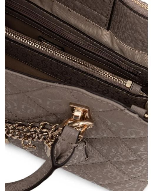 Guess Metallic Libby Quilted Logo-Print Shoulder Bag