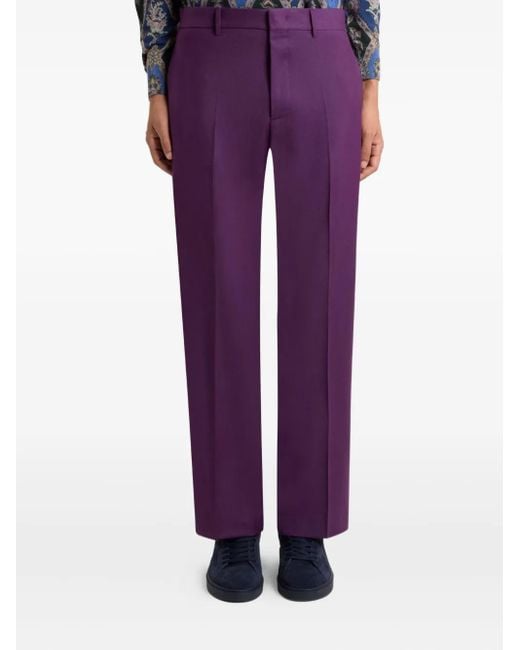 Etro Purple Welt-Pockets Tailored Trousers for men