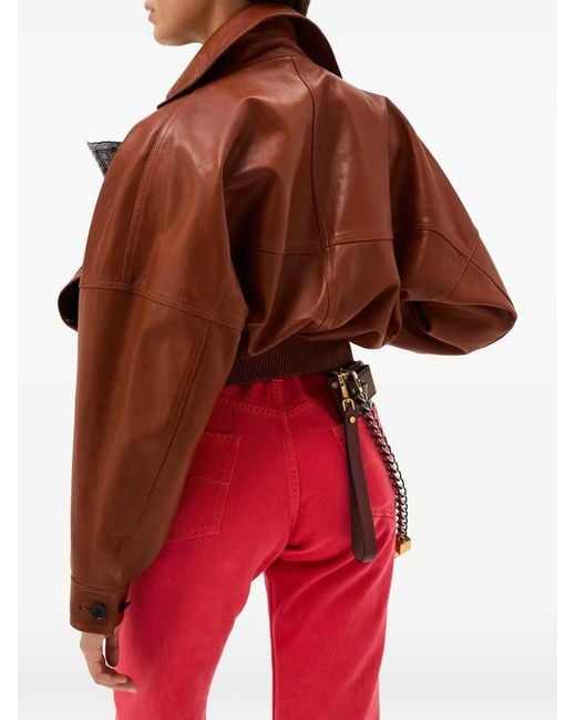 Versace Brown Leather Blouson