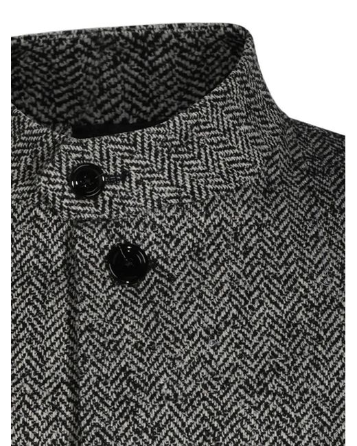 Lardini Gray Herringbone-Pattern Wool-Blend Jacket for men