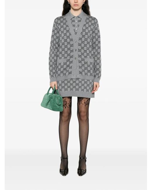 Gucci Gray Gg-Monogram Cardigan