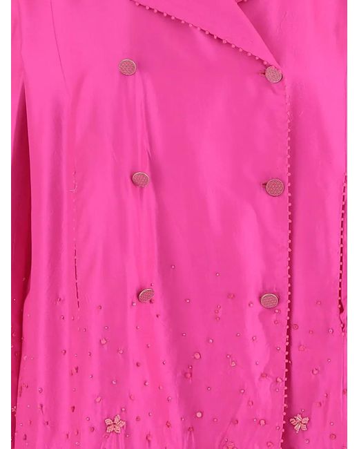 Péro Pink Veste En Soie À Boutonnière Croisée