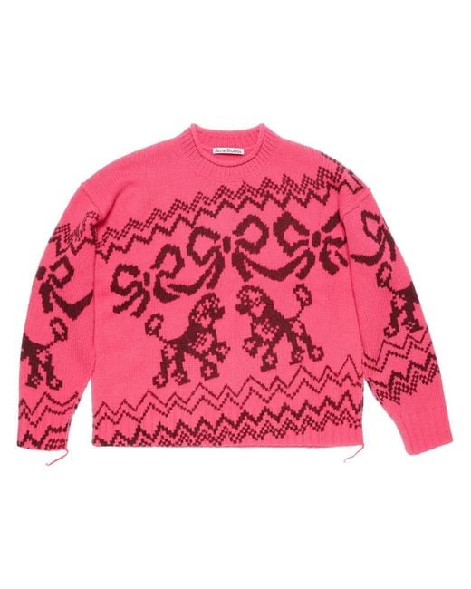 Acne Red Jacquard Sweater