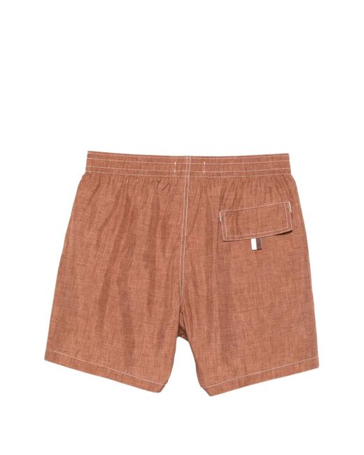 Canali Brown Drawstring Stitch Swim Shorts for men