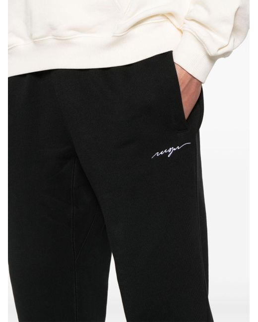 MSGM Black Logo-embroidered Track Pants for men