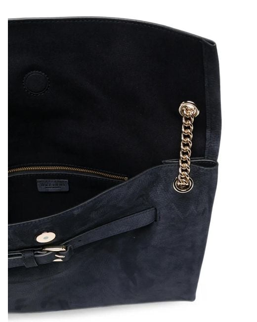Orciani Blue Grained-Leather Chain-Strap Shoulder Bag