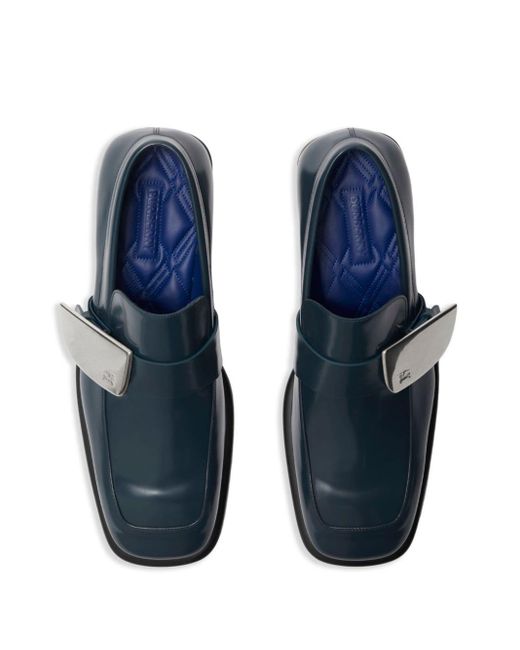 Burberry Blue Leather Shield Loafers for men